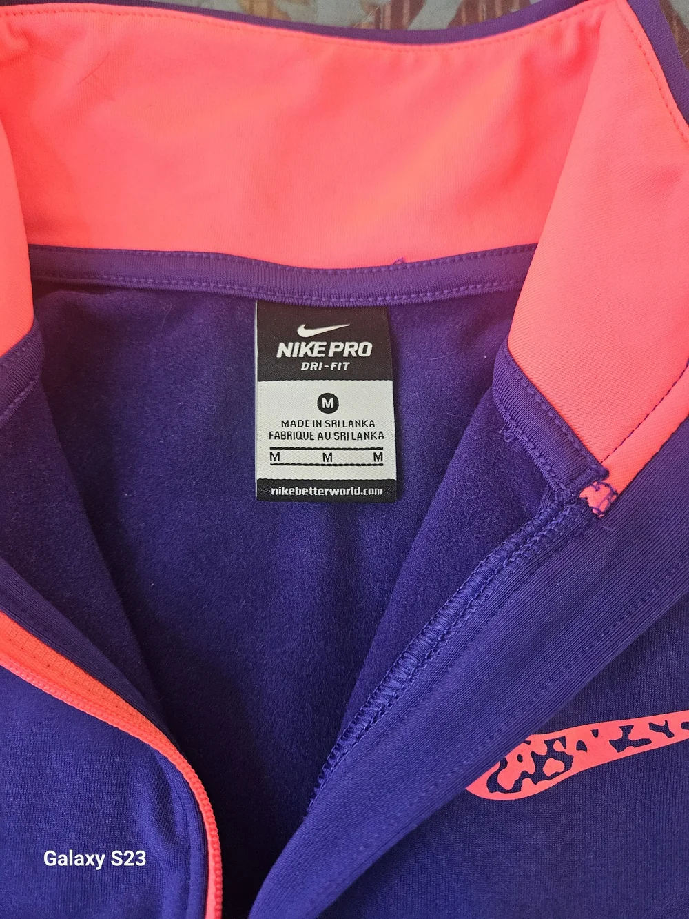 Nike Pro Purple Half-Zip Pullover with Pink Accents